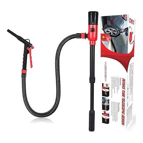 Electric Fuel Pump, 3.2GPM (12L/min) Battery Operated Liquid Transfer Pump, Fuel Pump for Petrol and Diesel Portable Pump with Hose and Flow Regulator (Black) (1/5)