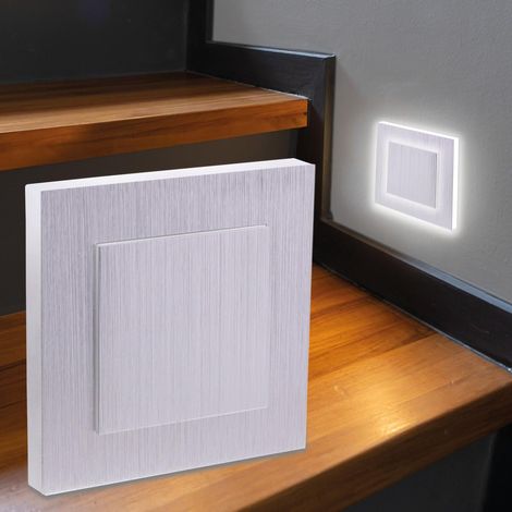LED Treppenleuchte eckig Alu-gebürstet - Lichtfarbe: Neutralweiß 1,5W - Lichtaustritt: Doppio (1/5)