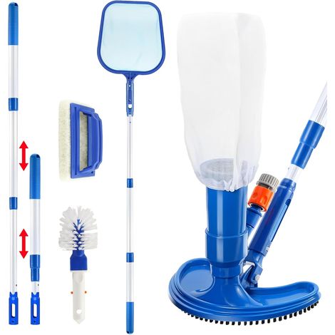 Kit de nettoyage de piscine - Aspirateur portable à jet - Kit d'entretien de piscine avec tige télescopique réglable - Brosse à récurer et filet de skimmer - Pour le nettoyage des feuilles, de la (1/5)