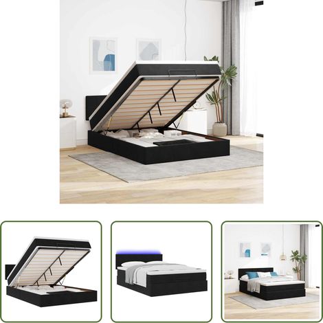 vidaXL Estructura cama otomana colchón terciopelo negro 140x200cm (1/5)