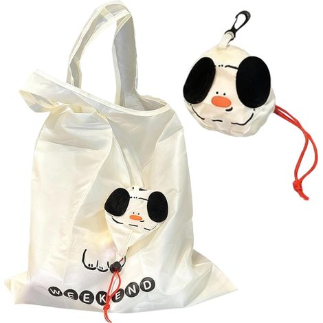 Lot De 2 Sac De Courses Pliable Mignons Avec Motif Chien, Réutilisables Sacs De Courses Et Cabas, Légers Et Lavables Sac à Provisions Poche, écologiques Tote Bag Pliable Pour Usage Quotidien (1/5)