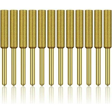 Ulisem Lot de 12 affûteuses de tronçonneuse diamantées, meules à revêtement en titane haute dureté, meules, embouts de pierre pour affûteuse de tronçonneuse, 3/16 pouces 4,8 mm H122 Derrui (1/5)