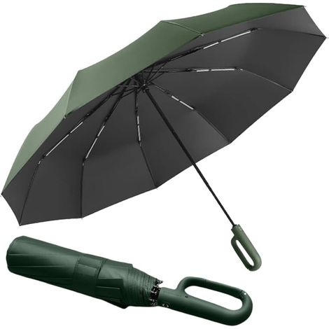 Parapluie pliant golf 10 baleines, automatique, résistant UV, avec mousqueton. (1/5)