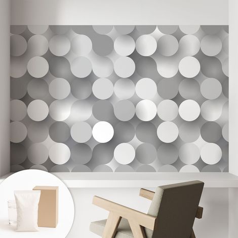 Fototapete Tapete Vliestapete mit Kleber Büro Wandgestaltung - Wanddekoration Wohnzimmer Graue Kreise 104x70 cm (1/5)