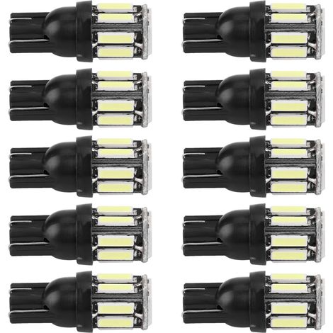 Lot de 10 ampoules LED T10 7020 10SMD, feux de recul, tableau de bord, veilleuses et lecture pour voiture (1/5)