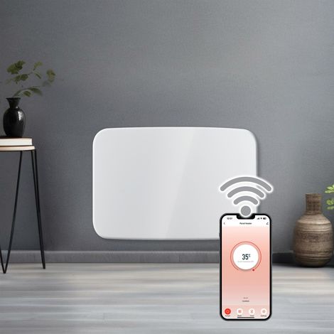 Futura 1000W WIFI Curved Designer Electric Radiator Panel Heater White Wall Mounted Timer and Thermostat (1/5)