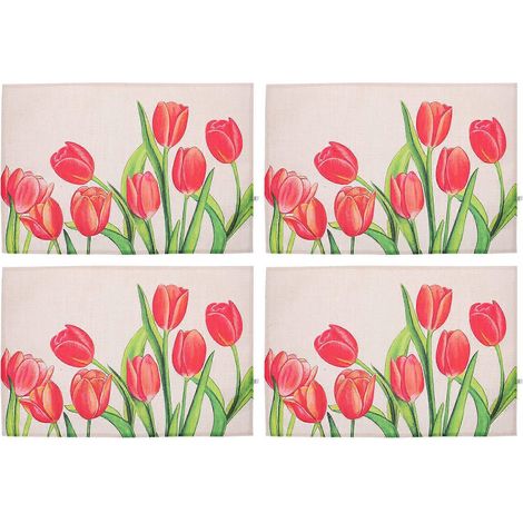 Sets de table à motifs floraux, en coton et lin résistant à la chaleur, lot de 4, pour la maison (1/5)