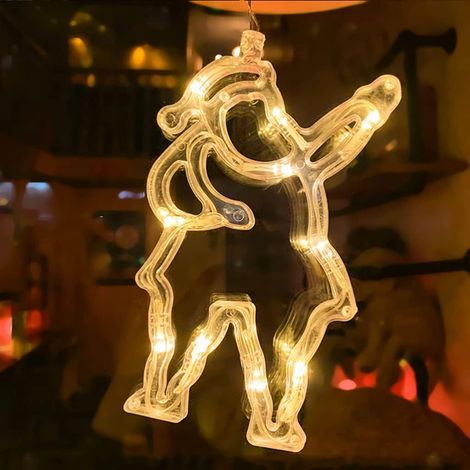 Lustre LED de Noël Barley avec lumières LED à changement de couleur, décoration de fête pour fenêtre, ambiance de vacances (Père Noël) (1/3)