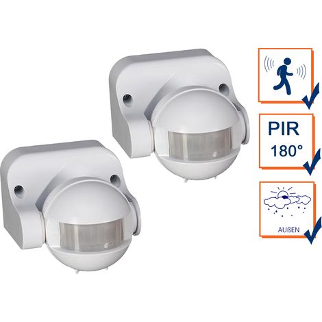 2er Set 180° PIR Bewegungsmelder Außen für Lampen & Geräte bis jeweils 1200 Watt (1/5)