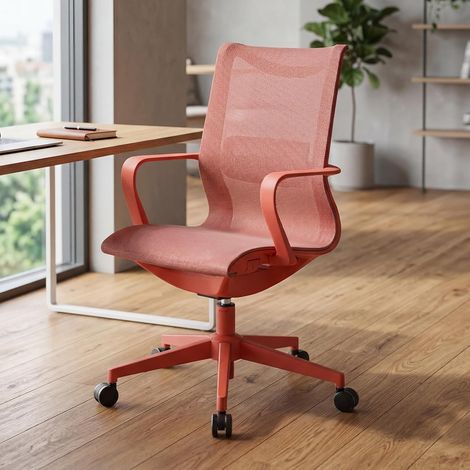 Wahson Desk Chair, Ergonomic Office Chair with Adjustable Lumbar Support and Height Adjustment for Home Office, Red