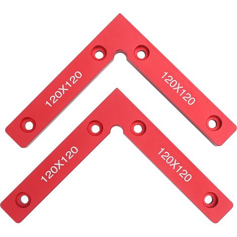 Lot de 2 équerres de serrage en alliage d'aluminium, angle droit 90°, fixations auxiliaires en L, 120x120mm (1/5)