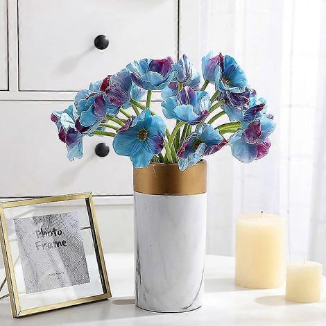 20 Stück/Lot künstliche Mohnblumen aus Pu-Mais, Hochzeitsstrauß, Dekoration für Zuhause, rosa und rot-Blue (1/5)
