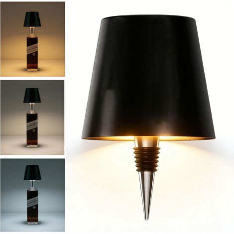 Lampe de bouteille sans fil, lampe de table LED rechargeable, veilleuse d'ambiance, lampe de bouteille rechargeable tricolore pour bars et restaurants (choix premium)