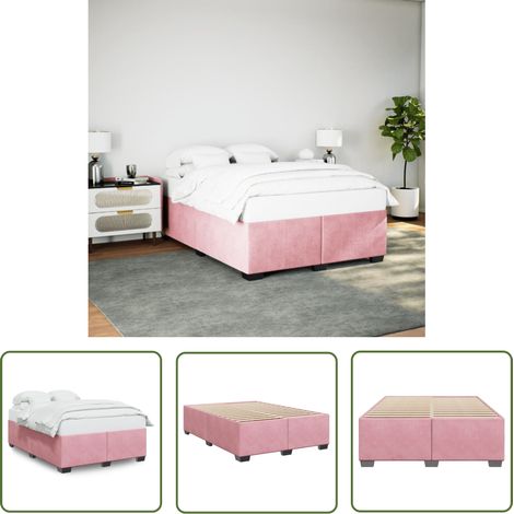 The Living Store Bettgestell Rosa 160x200 cm Samt - Samtbett - Rosa Bettgestell - Doppelbett Gestell - Schlafzimmer Dekoration - Modernes Bett (1/5)