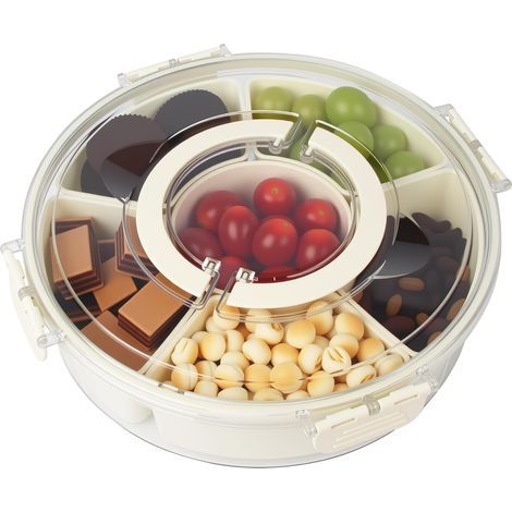 Snack box compartment, snack box with dividers, rotatable, ideal for children's picnics and family gatherings, to store fruit and sweets (M) (1/5)