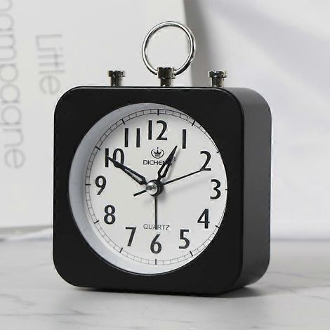 Réveil silencieux miniature pour personne paresseuse, noir, pour bureau ou maison. (1/4)