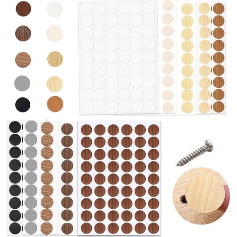 540 Pièces Cache Vis, 21mm PVC Cache Trou Meuble Cache Vis Adhesif Cache Trou Mur Autocollants pour Trous de Vis pour Armoires Murales Bureaux Réparations de Meubles (1/5)