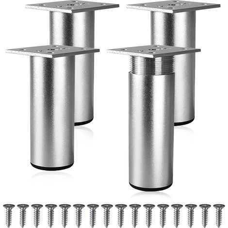 patas ajustables para muebles de 10-11 mm, de aleación de aluminio, con tornillos, para sofás, armarios y cocinas, color plateado.