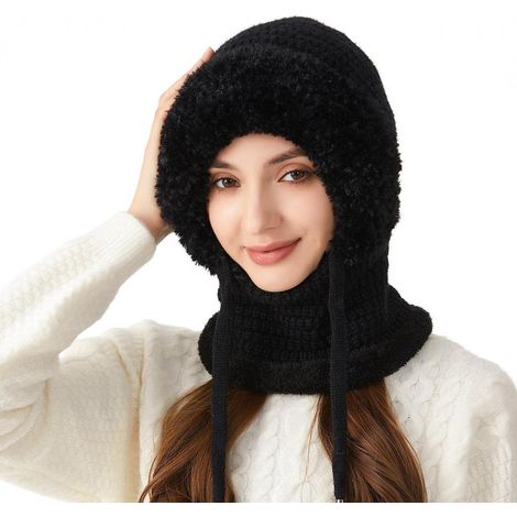 Sturmhaube Damen 3-in-1 Thermo-Fleece winddicht warm für Outdoor & Wintersport Schwarz Einheitsgröße (1/5)