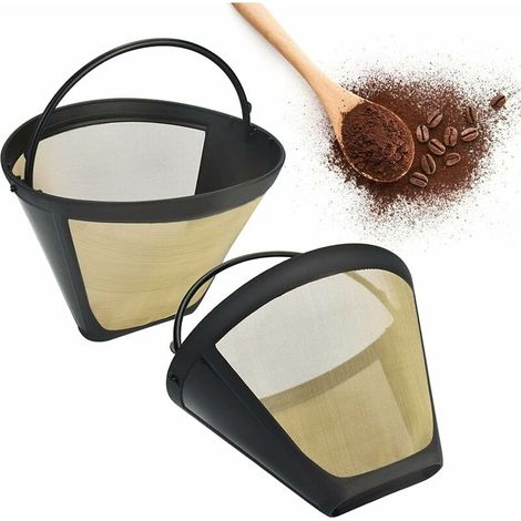 2 PCS Gold 304 Steel Coffee Filter 10cm 100 Mesh Permanent Coffee Filter Rust Proof Reusable Corrosion Reusable Coffee Dripper for Coffee Maker Kitchen Office Cafe Bakery (1/5)