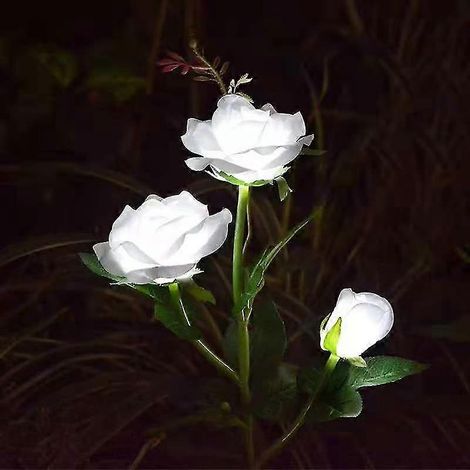 Piquets pour lampes solaires de jardin Jinxiu, éclairage solaire étanche pour jardin de roses blanches, décorations lumineuses solaires extérieures pour Noël et le jardin (1/4)