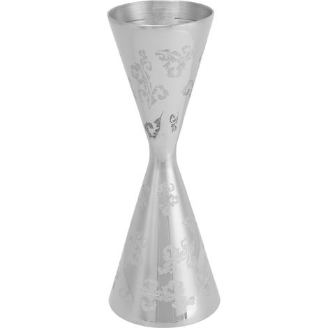 Doppelkopf-Cocktail-Jigger aus Edelstahl mit Streifen und Blättern, 60 ml oder 90 ml. (1/5)