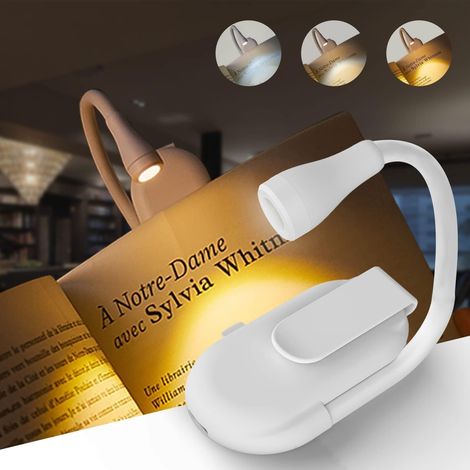 Lampe de Lecture à Pince, Rechargeable par USB, 3 Modes de Température de Couleur, Flexible à 360° (1/5)