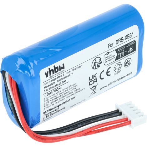 vhbw Akku Ersatz für Sony ID1057, IAJ002NA, ST-06 für Lautsprecher Boxen Speaker (3000 mAh, 7,4 V, Li-Ion)