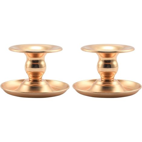 Set di 2 candelieri in metallo, candelabri alla moda dorati, portacandele per matrimoni, supporto raffinato, lampadario, decorazione da tavolo per feste in casa e Natale (1/4)