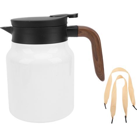 1000-ml-Vakuumisolierte Teekanne mit Filter, Edelstahl, Thermoskanne für Kaffee, Wasser und Getränke, elfenbeinweiß (1/5)