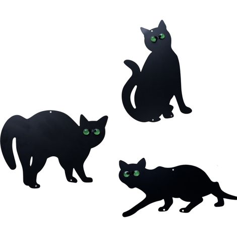 Statue Chat Métal - Silhouette Chat Effarouchante Pour Jardin Extérieur - Décoration Halloween - Lot de 3 (1/5)