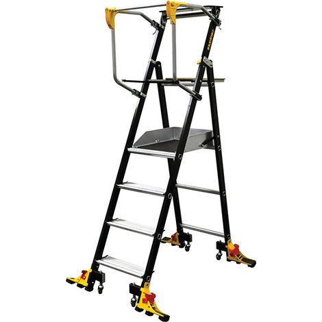 Mobile Stehleiter Inox 4 Stufen - Maximale Arbeitshöhe 2.94m - 614934 (1/5)