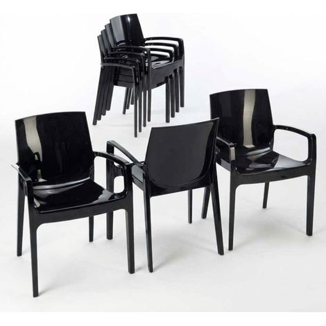 Stock 22 Sillas Apilables con Reposabrazos de Polipropileno Cream Grand Soleil - Negro (1/5)