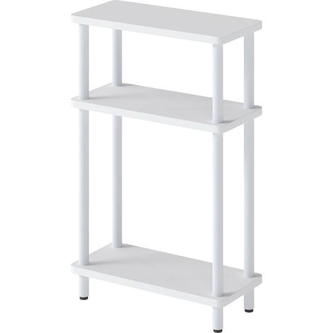 Levede Slim Side Table 3 Tier Narrow Sofa End Table Bedside Storage Stand White (1/5)