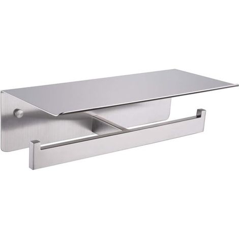 Doppelrollenpapierhalter mit Ablage, Rollenpapierhalter aus gebürstetem Nickel (Edelstahl 304), gewerblicher Wandrollenpapierspender.