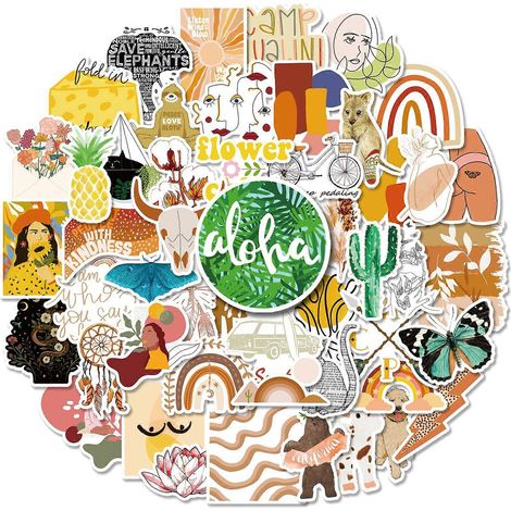 Dekadente Boho-Sticker, 50er-Packung, wasserfest und UV-beständig, perfekt für alle Ihre Geräte. (1/5)