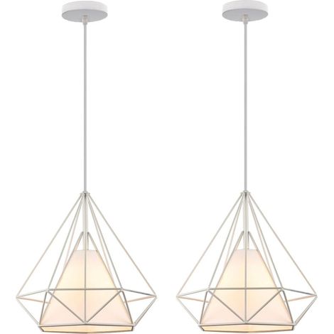 Lustre Suspension - Forme De Diamant - Style Nordique - E27 - Pour Chambre Salon Couloir - Lot De 2