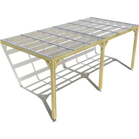 Pergola bois • 6m x 3m • adossée • sens largeur • couverture étanche transparente incluse • livraison comprise (1/3)