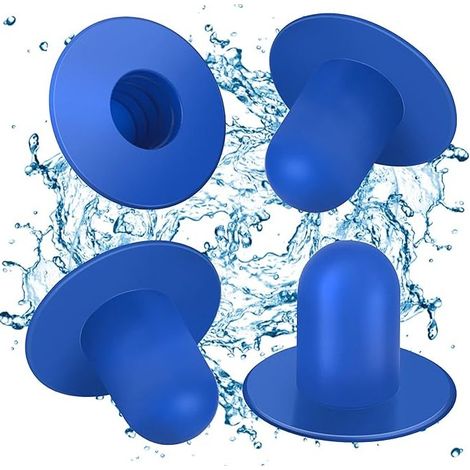 Lot de 4 bouchons muraux de piscine - Pièces de rechange - Filtre de piscine hors sol - Filtre de pompe - Bouchon de trou compatible avec Intex et Bestway (bleu) (1/4)