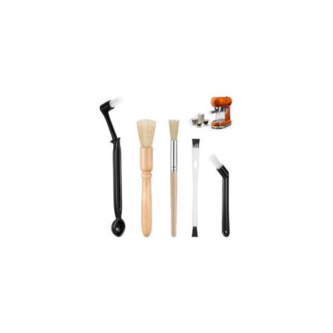 5-teiliges Kaffeebürsten-Set, Kaffeemaschinen-Reinigungsbürste, Kaffeemühlenbürste mit Holzgriff und -teller - Crezuo (1/4)