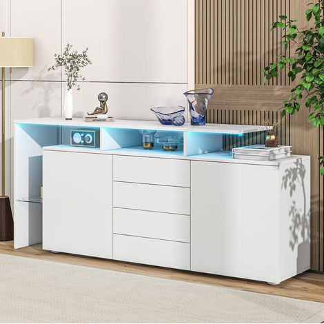 mobile contenitore 160 cm LED vetro bianco lucido OKMYHOME (1/5)