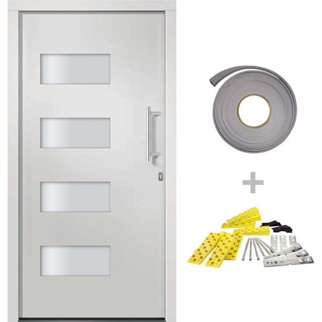 Porte d'entrée Aluminium et PVC Blanc 100x200 cm