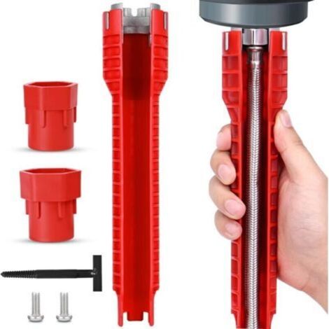 Sink Wrench Sink Installation Tool Double Head Wrench Multifunctional Sink Faucet Installation Tools Pipe Wrench Water Pipe Wrench for Toilet, Bathroom, Kitchen (1/4)