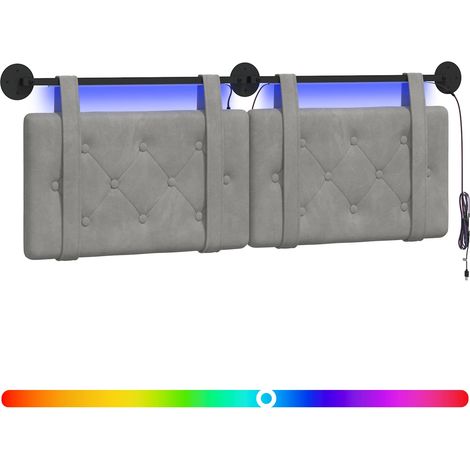 Maison Exclusive - Tête de lit suspendue Avec lumière LED Gris clair Velours (1/5)
