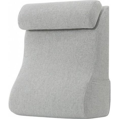 Coussin Triangulaire avec Rouleau Doux, Tissu Gris Clair, Grand Dossier pour Personne Paresseuse Largeur 55 (1/5)