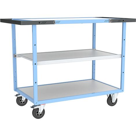 Servante mécano-soudée montée - 3 plateaux mélaminé 1000x600mm - Charge max 250kg - Doubles poignées - Livrée prête à l'emploi - 880702512 (1/5)