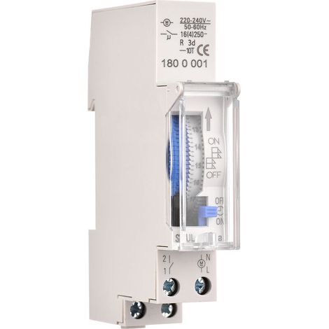 Minuterie mécanique de 24 heures Minuterie minimale de 15 minutes Montage sur rail Batterie intégrée, SUL180a AC220-240V Gris - SUL180a AC220-240V Gris (1/4)