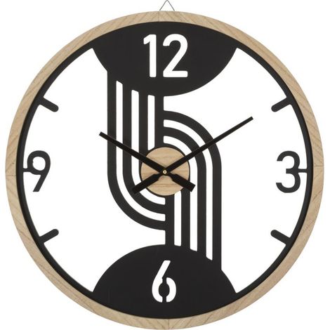 Orologio da parete Clips in ferro nero e legno