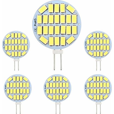 G4 LED 3W, AC12-24V, 300lm Kaltweiß 6000K, 24x5730 SMD, entspricht einer 30W Halogenlampe, nicht dimmbar, G4 runde LED-Lampe für Schrankbeleuchtung, Einbauleuchten, 6er-Pack