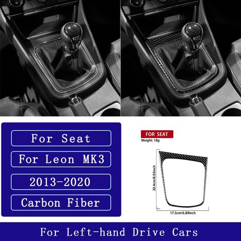 (11 LHD) Convient pour Seat Leon MK3 2013-2020. Accessoires auto : autocollant décoratif en fibre de carbone pour panneau de porte avec navigation centrale, radio, lecteur CD et climatisation. (1/4)